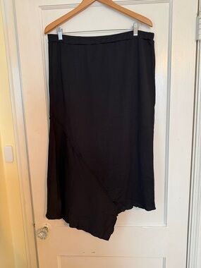 Asymmetric Black Midi Skirt